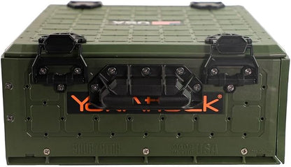 YakAttack ShortStak Solo Storage Box - Size & Color Options | Standalone Low-Profile Crate with Lid, Hinges & Latches | GridLoc Mounting Panels | Slider Feet for Under-Seat Use | Made in USA