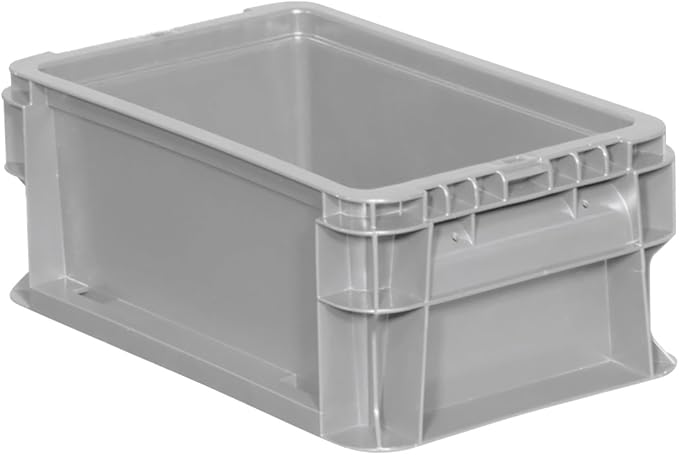 Buckhorn SW120705F101000 Plastic Straight Wall Storage Container Tote, (12-Inch x 7-Inch x 5-Inch), Light Gray