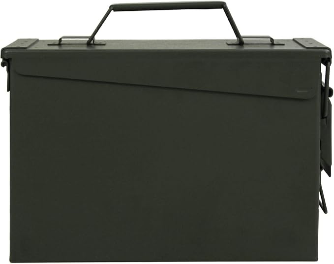 GUGULUZA Metal Ammo Can 30 50 Cal, Waterproof Airtight Ammo Containers Case | Heavy-Duty Ammunition Storage Case Military Container, Lockable Box w/Flip Top for Long-Term Storage Bullet, 30Cal and 50 Cal