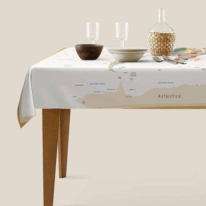 TKS MITLAN World Map Decorative Rectangle Tablecloth Vintage Colors Highly Detailed Political Polyester Table Cloths Kitchen Table Cover for Dining BBQ Picnic Coffee Table 52 x 70 Inch 4-6 Seats