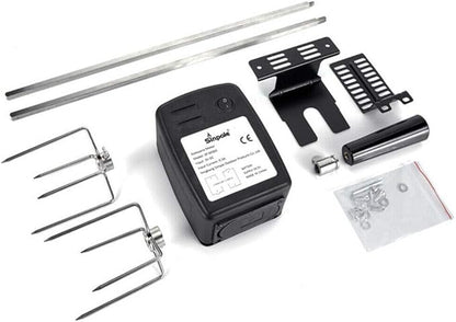 Electric BBQ Grilling Rotisserie Spit Roaster Charcoal Motor Rod Kit with Meat Forks for Pig Chicken Beef Battery Type