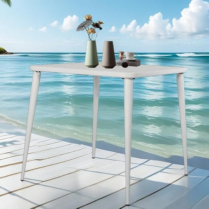 Industrial Square Patio Table Modern Kitchen Dining Table Metal Bar Bistro Table for Small Space Coffee Desk 27.5 * 27.5 * 30inch(L*W*H)