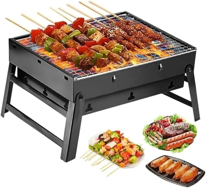 17 Inch Foldable BBQ Charcoal Grill Portable Charcoal Grill Compact Mini Small BBQ Grill Outdoor Travel Backyard Picnic Beach