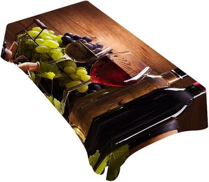 TKS MITLAN Red White Wine Decorative Rectangle Tablecloth Retro Fruit Wooden Board Polyester Table Cloths Kitchen Table Cover for Dining BBQ Picnic Coffee Table 60 x 84 Inch 6-8 Seats