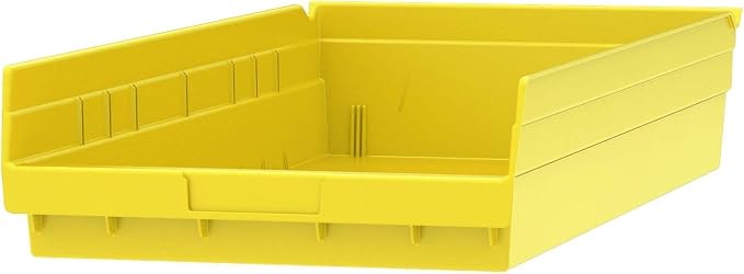 Akro-Mils 30174 Heavy Duty Plastic Shelf Bins, 24"x 11"x 4", Yellow, 6-Pk | Heavy Duty Nesting Storage Bins for Garage, Closet, Refrigerator, Kitchen, Cabinet, Drawer Organization, Pantry Organization