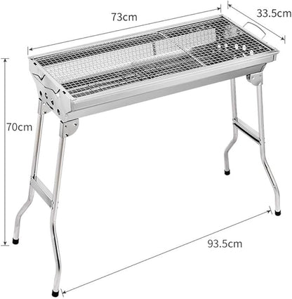 Portable Charcoal Grill for Camping BBQ Grills Outdoor Barbecue Grill Home Charcoal Barbecue Grill with Foldable Legs,73 * 33.5 * 70Cm-D