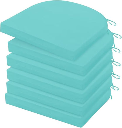 HARBOREST Outdoor Chair Cushions Set of 6, Water Resistant Patio Chair Cushions with Ties, Outdoor Seat Cushions for Patio Furniture, 17"x16"x2", Teal