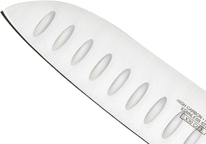 Mercer Culinary Millennia Colors 7-Inch Granton Edge Santoku Knife, Green