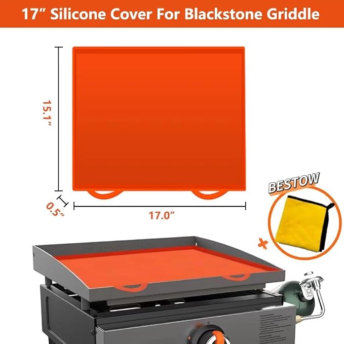 17 in Blackstone Griddle Cover Grill Mat for Blackstone Griddle Accessories Kit Heavy Duty Food Grade Silicone All Season Grill Accessories Party