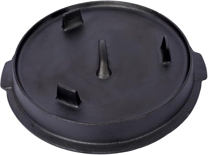 Hibachi Grill Outdoor, Homonova 2 in 1 Pre-Seasoned Cast Iron Dutch Oven with Skillet Lid, Portable Charcoal BBQ for Outdoor Cooking, Camping Fireplace Deep Pot with Leg Base (6 Quart)