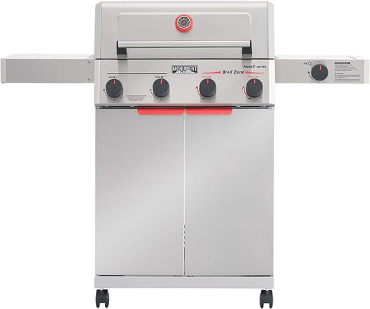 Monument Grills 4+1 Burner Stainless Steel 525 sq.in Propane Gas Grill, 49,000 BTU, Assembles in 30 Mins, Outdoor Mesa 2 Patio Grill with Broil Zone, Side Burner, Foldable Side Shelf, Mesa II 415BZ