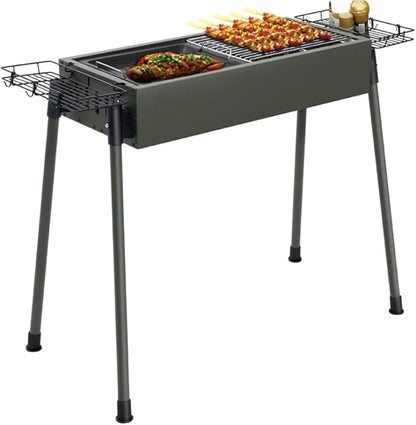 Charcoal Grill, Portable BBQ Grill Heavy-Duty Stainless Steel Barbecue Folding Camping Grill for Outdoor, Backyard, Patio, Picnic, Park (Black b 66 * 30 * 69cm)