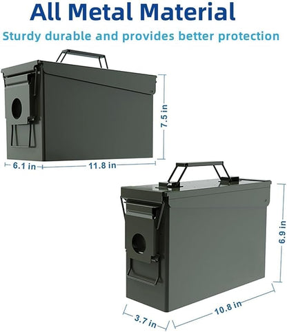 PATRON 30 & 50 Cal Ammo Can Metal Ammo Box Storage Crate Case for Shotgun Bullet Rifle Ammunition Waterproof (Black or Green)