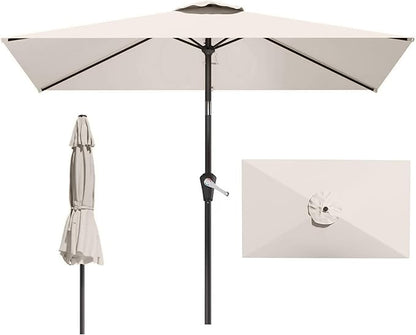 6.5x10FT Patio Umbrella, Outdoor Umbrella with Push Button Tilt and Crank, 8 Sturdy Ribs, UV Protection & Waterproof Market Umbrella for Pool, Backyard, Beach,Deck (Creamy-white)