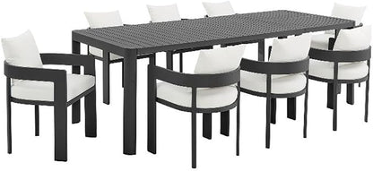 Modway Tahoe Aluminum 9-Piece Patio Dining Set in Gray White