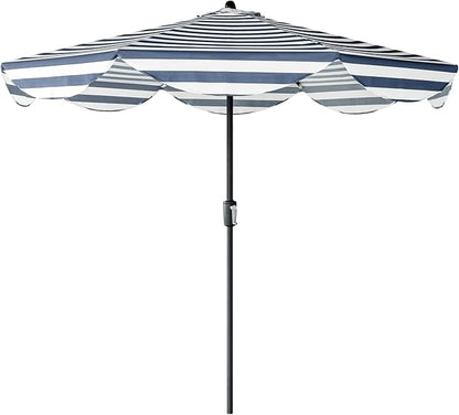 Tempera 9ft Scalloped Patio Umbrellas Outdoor Table Umbrellas with Fade Resistant Canopy, 8 Sturdy Rids, Elegant Vintage Umbrellas for Lawn, Pool, Deck, Balcony