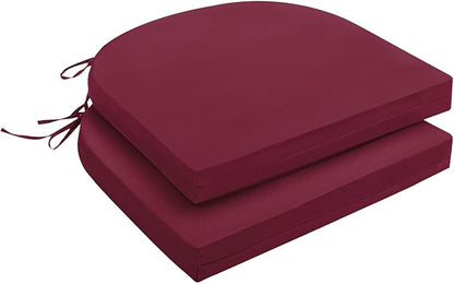 downluxe Outdoor Chair Cushions Set of 2 for Patio Furniture, Water-Resistant Patio Chair Cushions with Ties, High Density Foam Outdoor Seat Cushion, 17" X 16" X 2", Burgundy