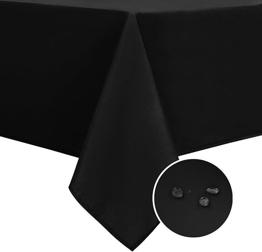 DWCN Square Tablecloth - 40 x 40 Inch - Waterproof Stain and Wrinkle Resistant Washable Table Cloth, Decorative Fabric Table Cover for Kitchen Dining Room Party and Outdoor Use, Black