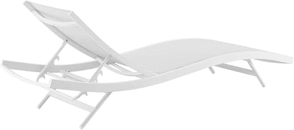 Modway Glimpse Aluminum Mesh Outdoor Patio Poolside Deck Chaise Lounge Chair in White White
