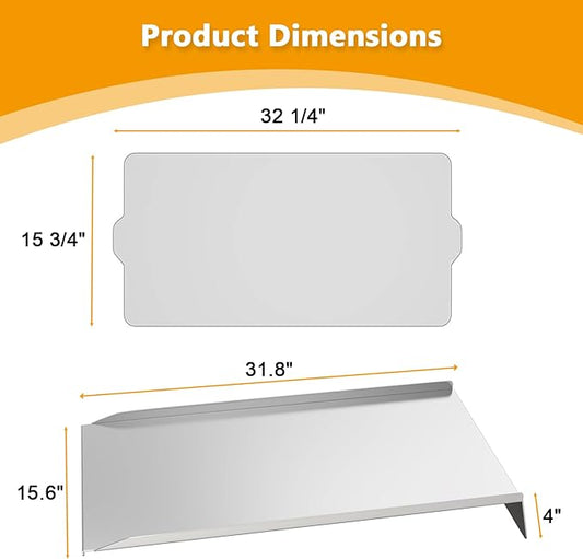 BAC-006 Drip Pan Heat Baffle & BAC-410 Drip Tray Liner Replacement Parts for Traeger 34 Series & Tex Elite, Traeger Pro 780 Pellet Smoker Grill, 32.5" x 15.75"