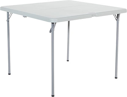Office Star Resin 5-Piece Folding Square Table and Chair Set, Light Grey