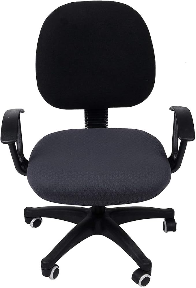 Smiry Office Computer Chair Seat Covers for Desk, Anti-dust Protector | Stretch Jacquard Removable Washable Desk Chair Seat Cushion Protectors, Dark Grey