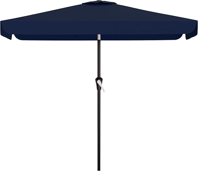AreShark 6.5 x 10 FT Rectangular Valance Patio Umbrella, Outdoor Umbrella with Tilt and Crank, Market Table Umbrellas W/ 6 Ribs UV Protection for Garden, Deck, Backyard and Pool, Navy