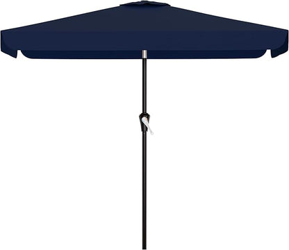 AreShark 6.5 x 10 FT Rectangular Valance Patio Umbrella, Outdoor Umbrella with Tilt and Crank, Market Table Umbrellas W/ 6 Ribs UV Protection for Garden, Deck, Backyard and Pool, Navy