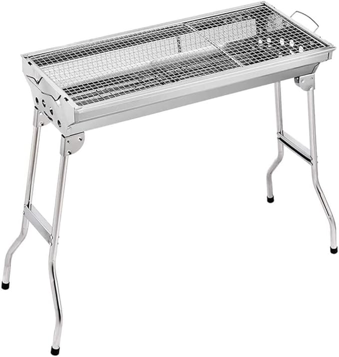 Charcoal Grills BBQ Grill Stainless Steel Small Portable Folding Charcoal BBQ Grill with Non-Slip Feet Large Charcoal Grill for Outdoor Camping Charcoal Grill Cooking