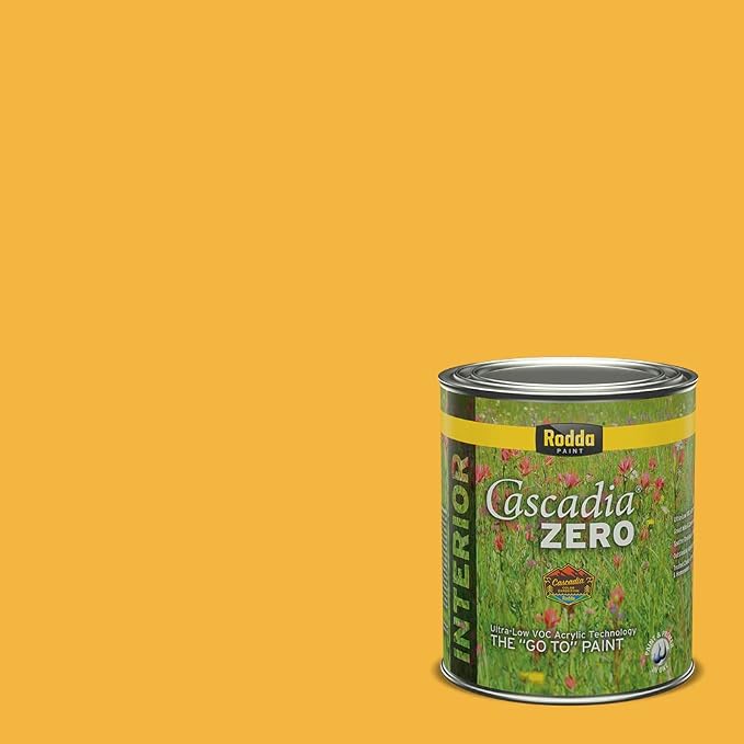 Rodda Paint CASCADIA ZERO Interior Satin Paint & Primer in One, Quart, Lemon Dream