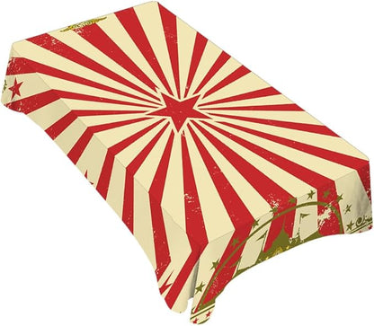 TKS MITLAN Vintage Circus Tablecloth 52 x 70 Inch Rectangular Carnival Red Stars Sunbeam Fun Performing Art Oblong Table Cloth Kitchen Table Decorations for Home Dinner Party