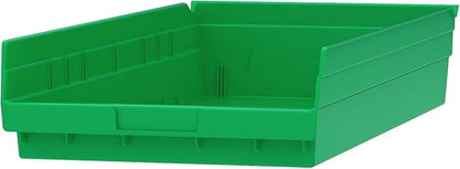 Akro-Mils 30174 Heavy Duty Plastic Shelf Bins, 24"x 11"x 4", Green, 6-Pk | Heavy Duty Nesting Storage Bins for Garage, Closet, Refrigerator, Kitchen, Cabinet, Drawer Organization, Pantry Organization