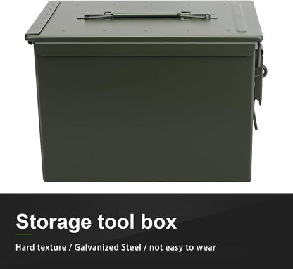 50 Cal Ammo Can & Ammo Box, Fireproof & Waterproof Metal Storage Box - Perfect for Ammo, Lithium Batteries & RC Car Batteries (Without Lock, Black-12.1" 6.1" 7.5")