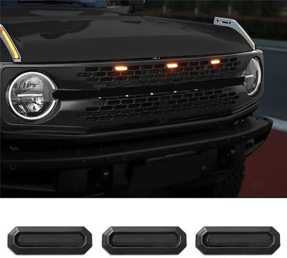 Grille Lights for Ford for Bronco 2021 2022 2023 2/4-Door Black Grille Lamps Kit Bronco Accessories