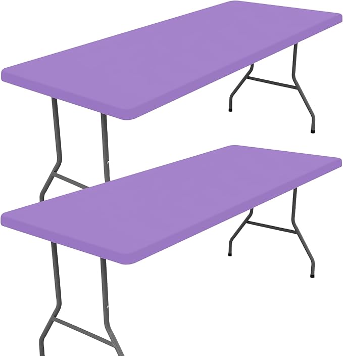Moosfor 2 Pack Rectangle Spandex Fitted Table Cloth, 4FT Elastic Tablecloth | Washable Picnic Table Cover, Stretch Waterproof Table cloths for Party, Patio, Dining, Kitchen, 24" x 48", Lavender Purple