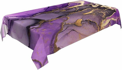 Purple Ink Gold Powder Decorative Rectangle Tablecloth Ripple Textures Color Blending Creative Art Polyester Table Cloths Kitchen Table Cover for Dining BBQ Picnic Coffee Table 52 x 70 Inch 4-6 Seats