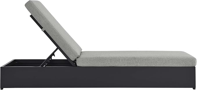 Modway Tahoe Aluminum Outdoor Chaise Lounge Gray with Weather-Resistant Cushions, Perfect Patio Sunbed or Recliner Chair for Pool Furniture