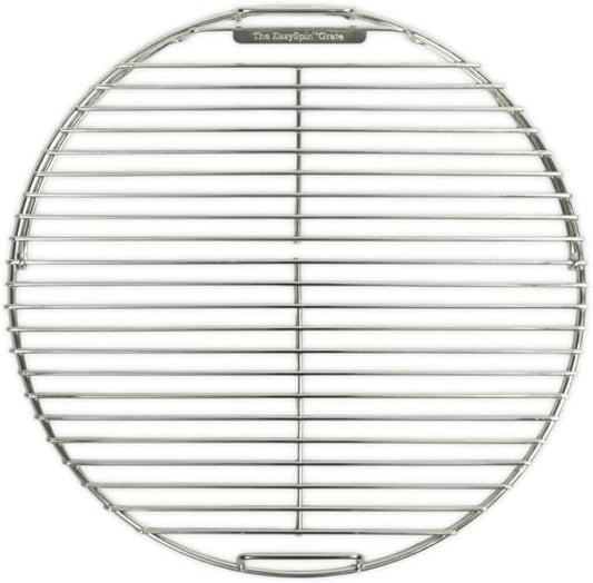 SnS Grills EasySpin Charcoal Grill Cooking Grate, 304 Stainless Steel, Large Hinged Opening, Perfect for 2-Zone Cooking, Replacement Grate Compatible with Weber & Other Grills - 18” Inches