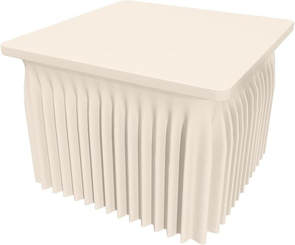 Smiry Spandex Elastic Fitted Table Cloth Skirt for 3FT Square Table | Stretch Washable Table Cloth, Banquet Table Cover for Wedding, Party, Indoor & Trade Shows, (Beige, 36Lx36Wx30H)