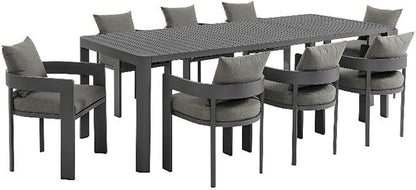Modway Tahoe Aluminum 9-Piece Patio Dining Set in Gray Charcoal