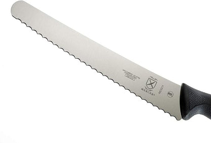Mercer Culinary M23211 Millennia Black Handle, 10-Inch Left Handed Wavy Edge Wide, Bread Knife