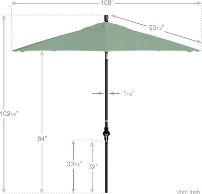 California Umbrella 9' Round Aluminum Pole Fiberglass Rib Market Umbrella