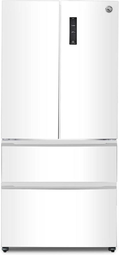 Commercial Cool 18.9 Cu. Ft. French Door Refrigerator, 33 Inch Wide Refrigerator with 2 Bottom Mount Freezer Drawers, Frost Free, LED Lighting, Digital Temperature Control, CCRF1890KW, White | 33 Inch Wide Refrigerator with 2 Bottom Mount Freezer Drawe...