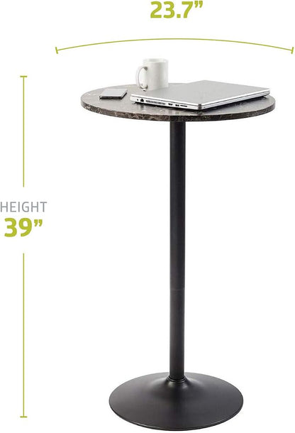 Pearington Lucia Round Cocktail Bar, Pub, and Bistro Table with Faux Marble Top Finish, Multipurpose Table for Any Setting, 1 Pack