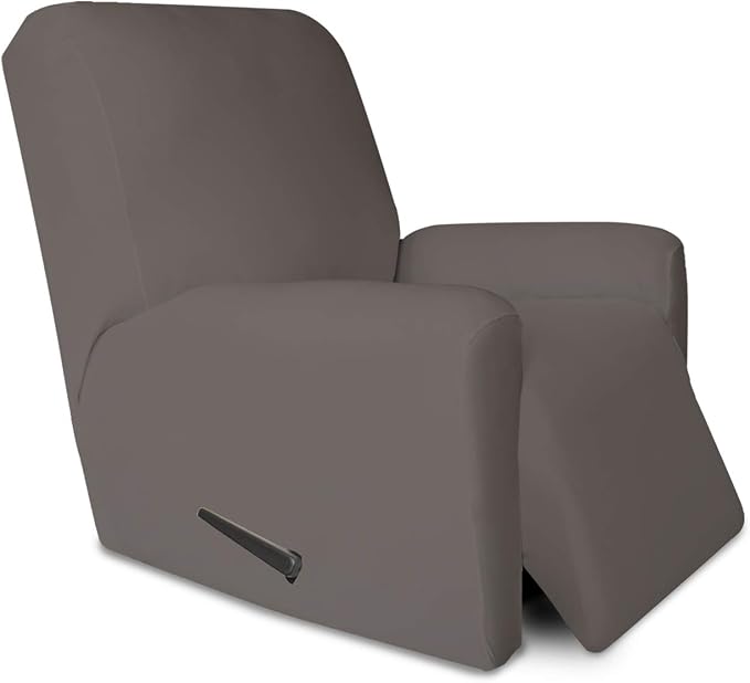 PureFit Stretc Recliner Chair Covers Fleece Soft Couch Covers for Sofa | Taupe 4-Pieces Recliner Slipcover Pocket Couch Protector, Fleece Sofa Cover Washable with Non Slip Elastic Bottom