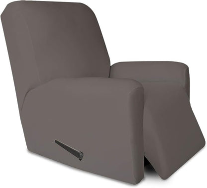 PureFit Stretc Recliner Chair Covers Fleece Soft Couch Covers for Sofa | Taupe 4-Pieces Recliner Slipcover Pocket Couch Protector, Fleece Sofa Cover Washable with Non Slip Elastic Bottom