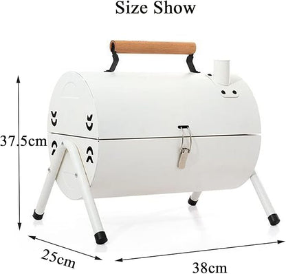 JATIBOSH Portable Charcoal Grill Small Cylindrical BBQ Grill for Outdoor Cooking Camping, Picnic, Garden, Travel BBQ Charcoal Grill Suitable for 2-4 People 38 * 38 * 25 cm