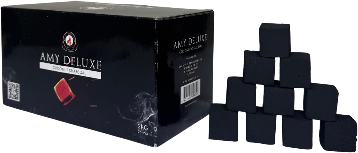 Amy Deluxe Natural Coconut Charcoal for Hookah Shisha (26mm 2kg)