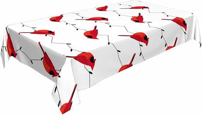 TKS MITLAN Cardinal Bird Tablecloth 60x84 Inch Rectangular Red Birds on Branches Oblong Table Cloth Kitchen Table Decorations for Home Dinner Party
