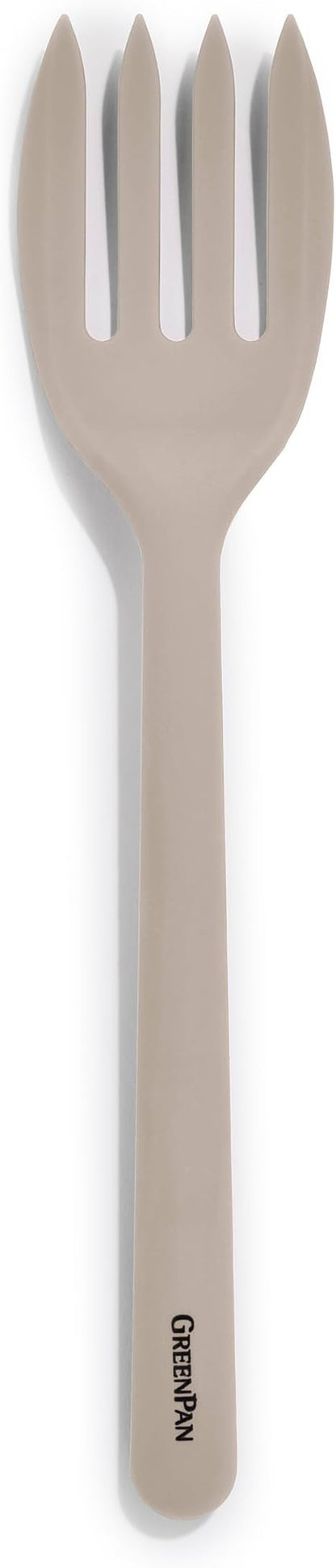 GreenPan Silicone Ultimate Fork, Mixing Stirring Serving, Cooking Kitchen Utensil, Flexible Rubber Nonstick Cookware, Rigid Steel Core, Heat-Resistant, Anti-Slip Handle BPA-Free Dishwasher Safe, Taupe